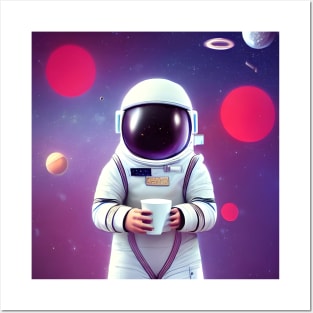 Astronaut Holding a Cup of Coffee - Astronaut Print Posters and Art